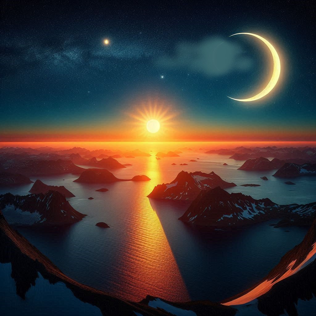 midnight sun and moon
