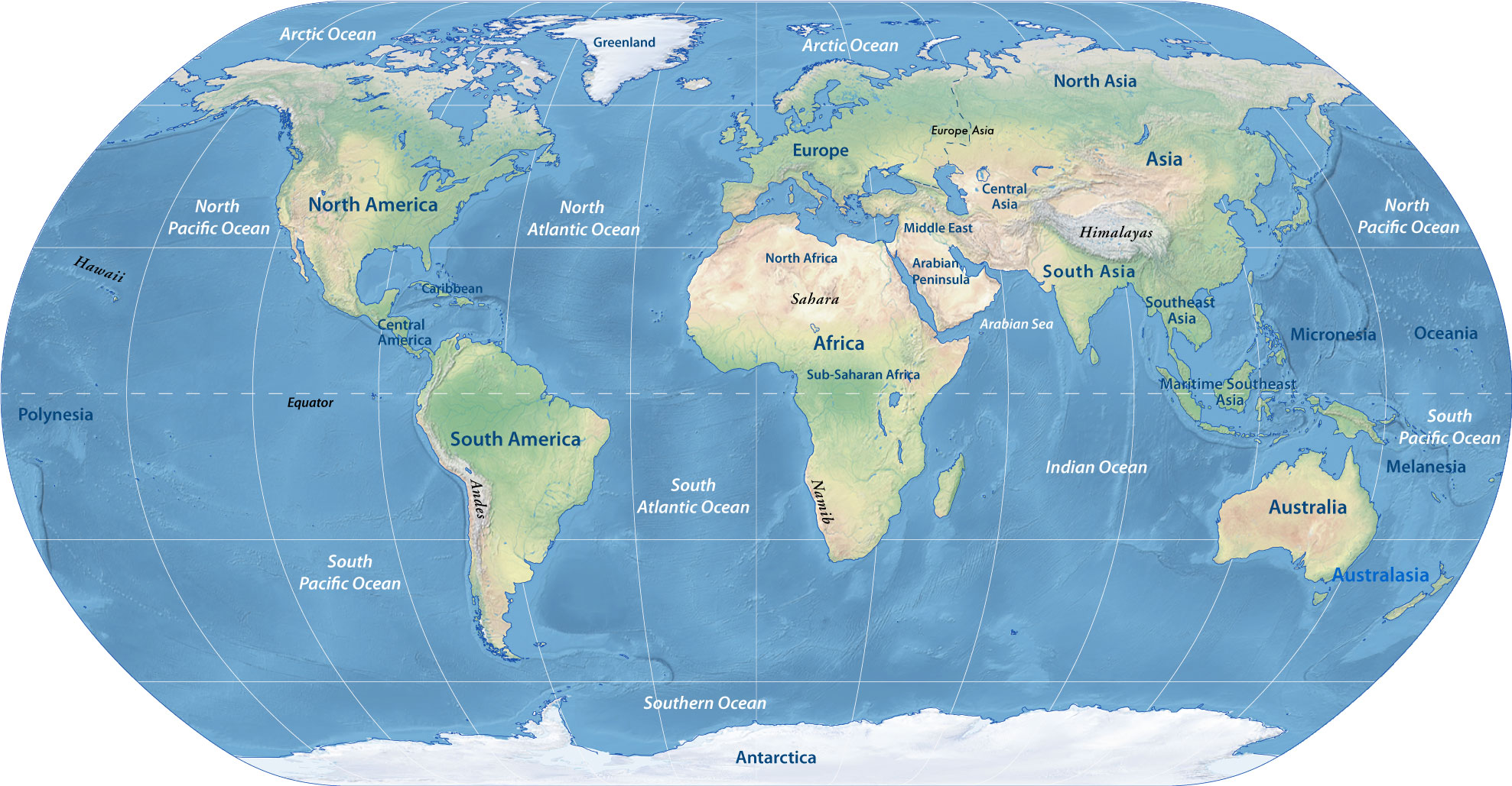 five oceans of the world
